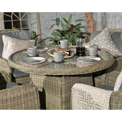 Royalcraft Wentworth Rattan Garden Patio Dining Set by Royalcraft - 4 Seats Grey Cushions