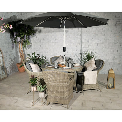 Royalcraft Wentworth Rattan Garden Patio Dining Set by Royalcraft - 4 Seats Grey Cushions