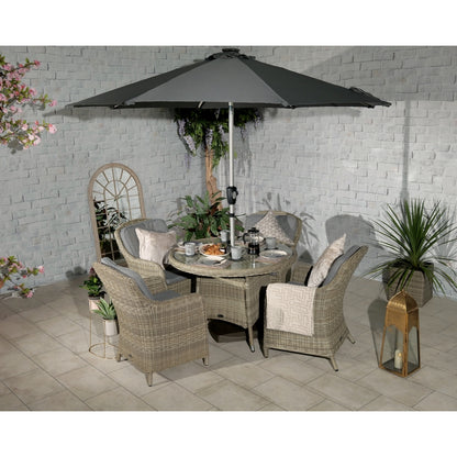 Royalcraft Wentworth Rattan Garden Patio Dining Set by Royalcraft - 4 Seats Grey Cushions