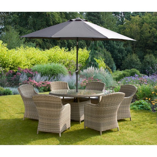 Royalcraft Wentworth Rattan Garden Patio Dining Set by Royalcraft - 6 Seats Grey Cushions