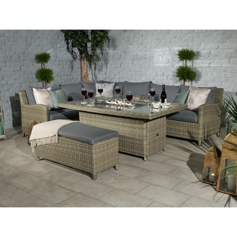 Royalcraft Wentworth Rattan Garden Corner Sofa by Royalcraft - 8 Seats Grey Cushions