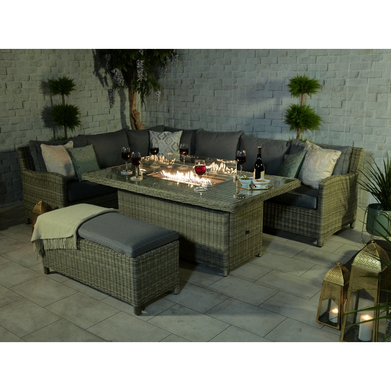 Royalcraft Wentworth Rattan Garden Corner Sofa by Royalcraft - 8 Seats Grey Cushions