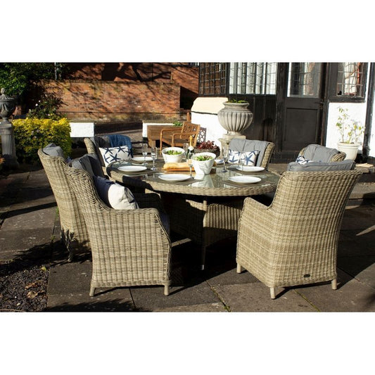 Royalcraft Wentworth Rattan Garden Patio Dining Set by Royalcraft - 6 Seats Grey Cushions