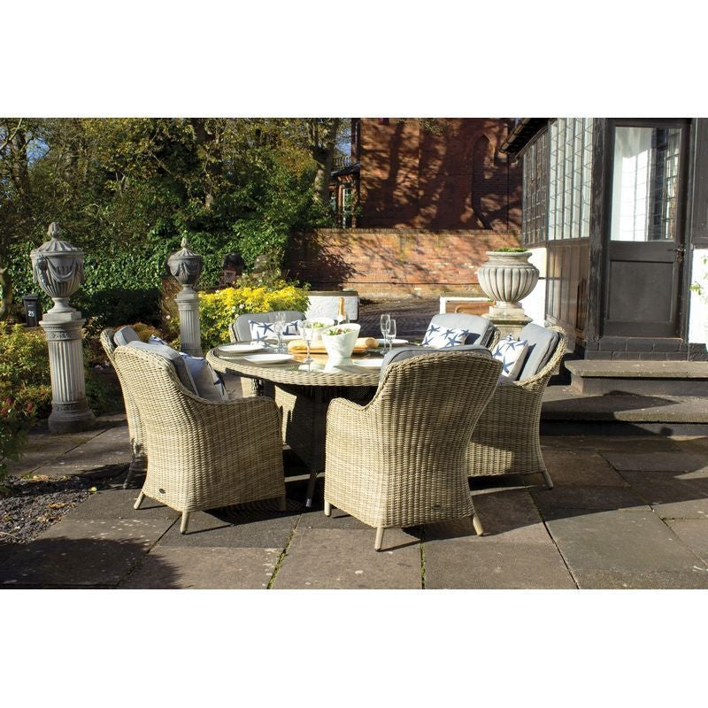 Royalcraft Wentworth Rattan Garden Patio Dining Set by Royalcraft - 6 Seats Grey Cushions