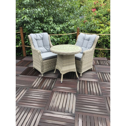 Royalcraft Wentworth Rattan Garden Bistro Set by Royalcraft - 2 Seats Grey Cushions