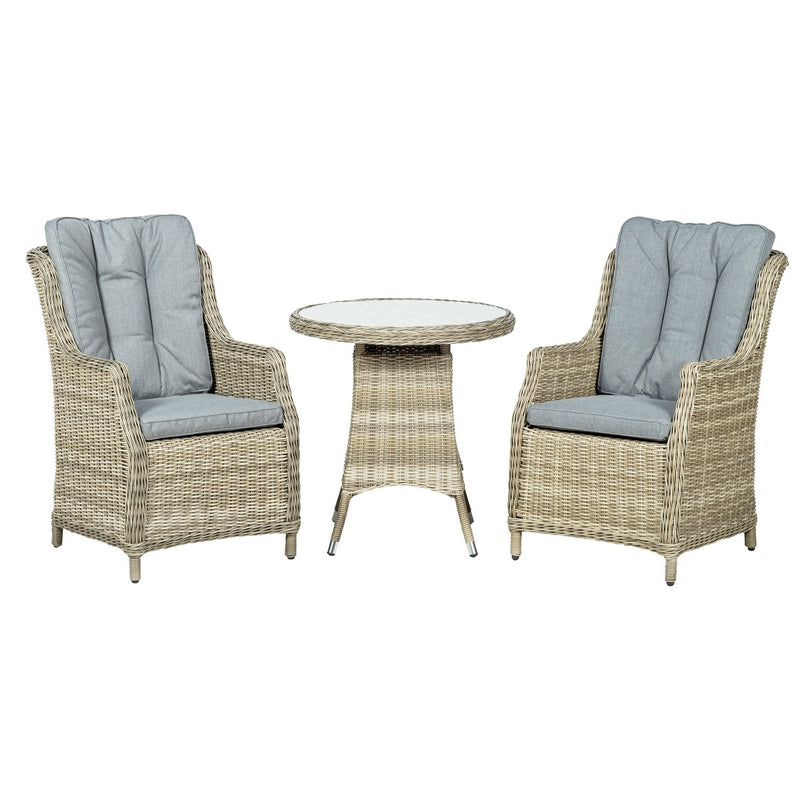 Royalcraft Wentworth Rattan Garden Bistro Set by Royalcraft - 2 Seats Grey Cushions