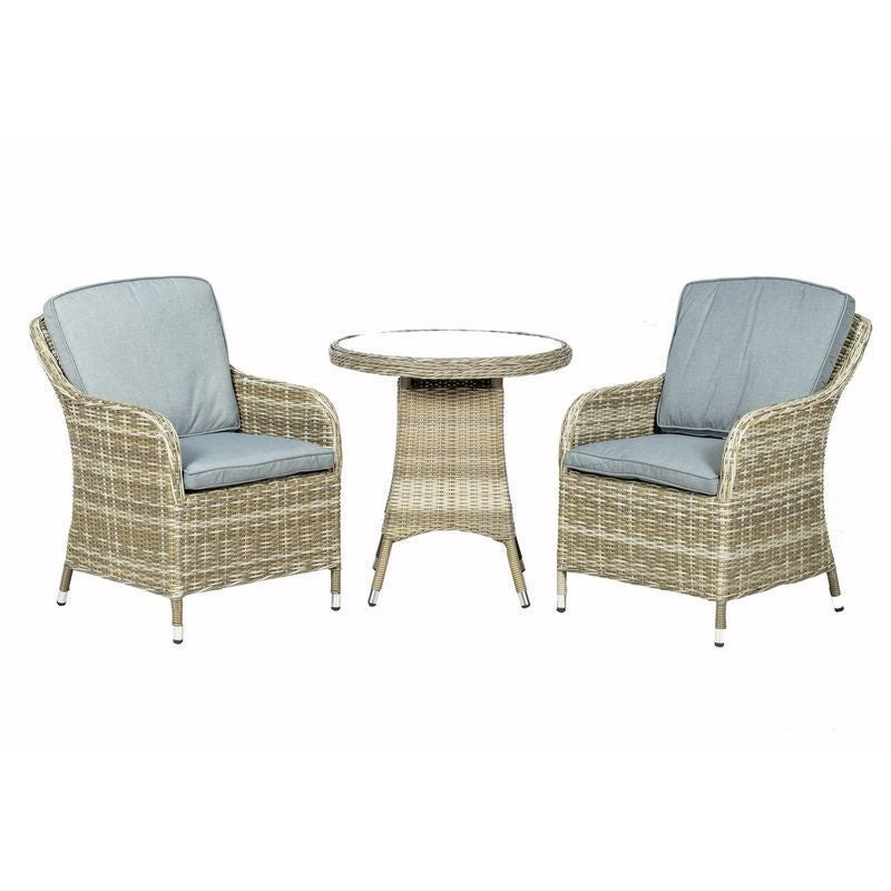 Royalcraft Wentworth Rattan Garden Bistro Set by Royalcraft - 2 Seats Grey Cushions