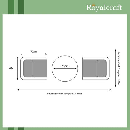 Royalcraft Wentworth Rattan Garden Bistro Set by Royalcraft - 2 Seats Grey Cushions