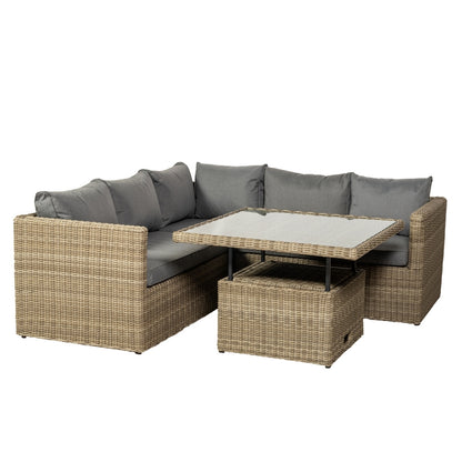 Royalcraft Wentworth Rattan Garden Corner Sofa by Royalcraft - 5 Seats Grey Cushions