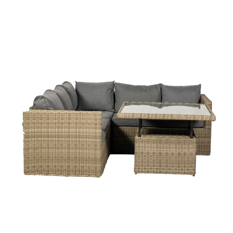 Royalcraft Wentworth Rattan Garden Corner Sofa by Royalcraft - 5 Seats Grey Cushions