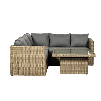 Royalcraft Wentworth Rattan Garden Corner Sofa by Royalcraft - 5 Seats Grey Cushions