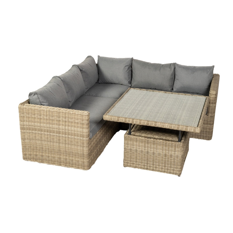 Royalcraft Wentworth Rattan Garden Corner Sofa by Royalcraft - 5 Seats Grey Cushions