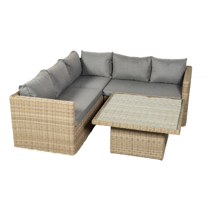 Royalcraft Wentworth Rattan Garden Corner Sofa by Royalcraft - 5 Seats Grey Cushions