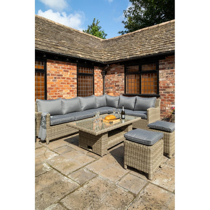 Royalcraft Wentworth Rattan Garden Corner Sofa by Royalcraft - 7 Seats Grey Cushions