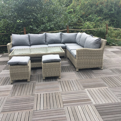 Royalcraft Wentworth Rattan Garden Corner Sofa by Royalcraft - 7 Seats Grey Cushions