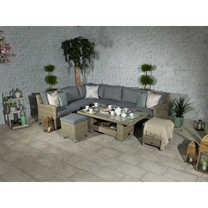 Royalcraft Wentworth Rattan Garden Corner Sofa by Royalcraft - 7 Seats Grey Cushions