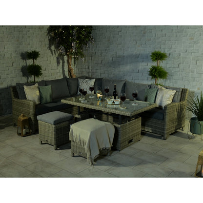 Royalcraft Wentworth Rattan Garden Corner Sofa by Royalcraft - 7 Seats Grey Cushions