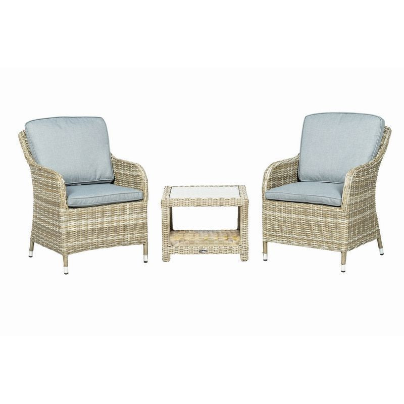 Royalcraft Wentworth Rattan Garden Bistro Set by Royalcraft - 2 Seats Grey Cushions