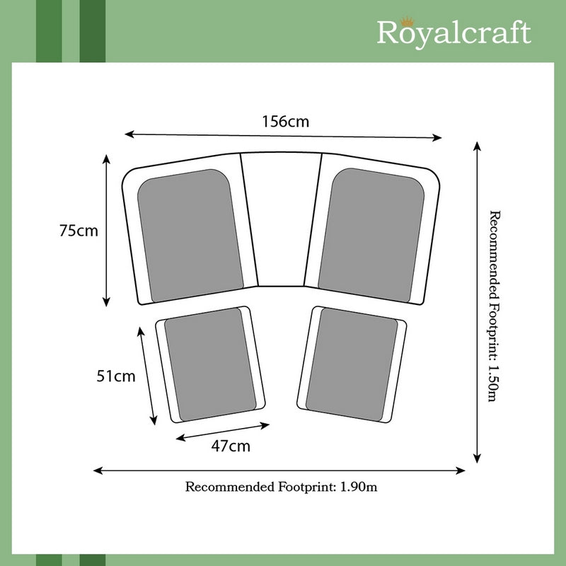 Royalcraft Wentworth Rattan Garden Patio Dining Set by Royalcraft - 2 Seats Grey Cushions