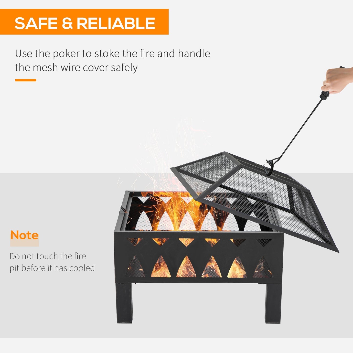 66cm Outdoor Fire Pit with Screen Cover