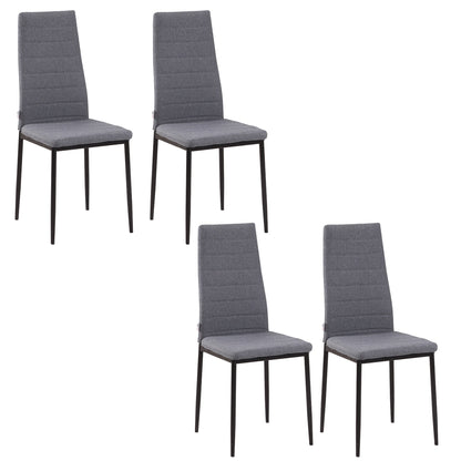 High Back Dining Chairs Modern Upholstered Linen-Touch Fabric Accent Chairs with Metal Legs for Kitchen