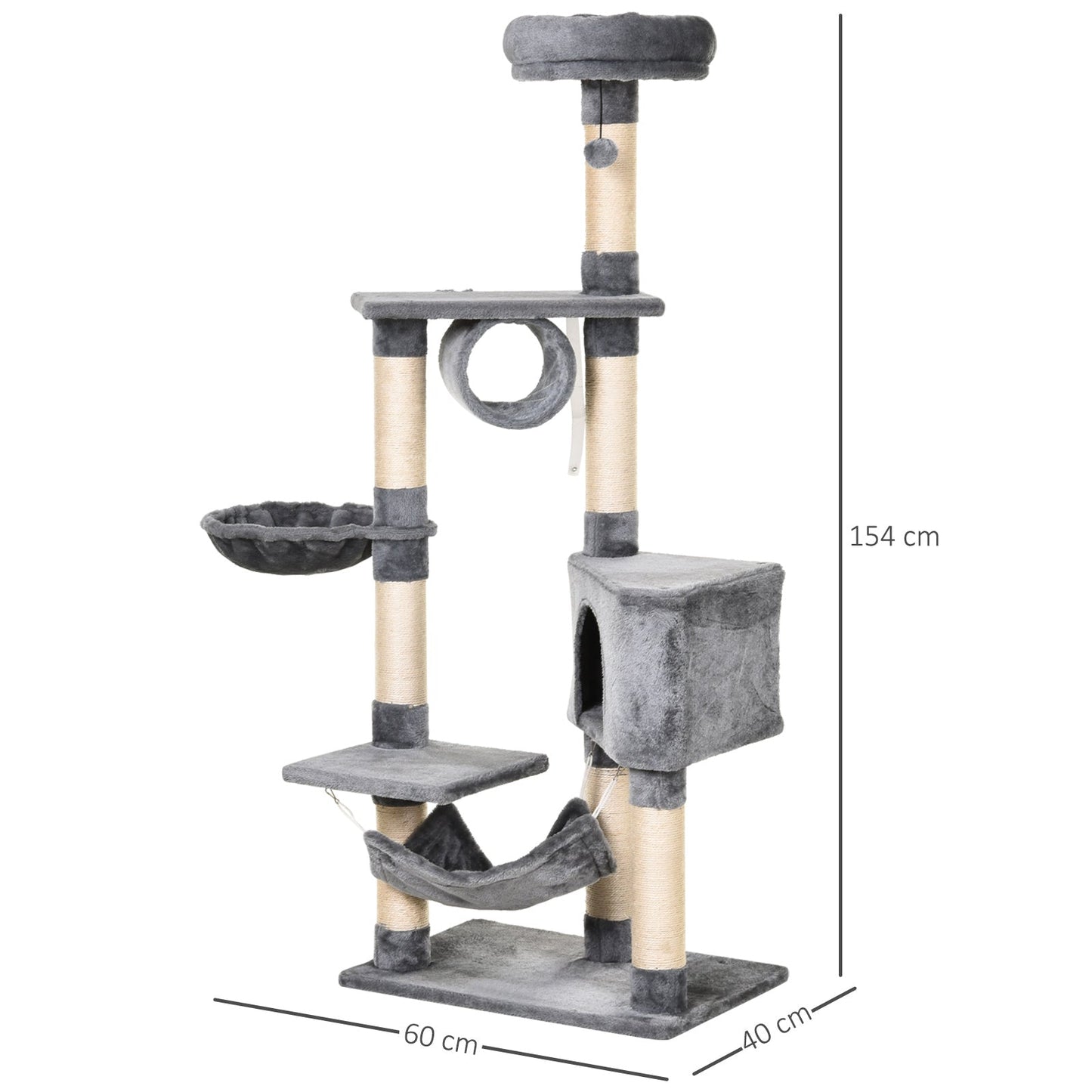 PawHut Cat Tree Tower Height 150CM Kittens Activity Stand House Scratching Posts