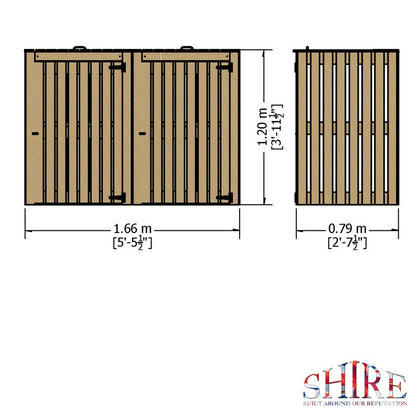 Shire Shire 5' 5" x 2' 7" Flat Bin Store - Budget 12mm Cladding Slatted