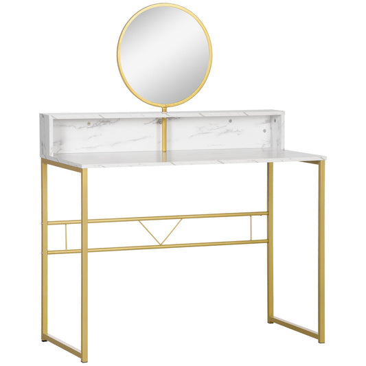 Modern Dressing Table with Round Mirror