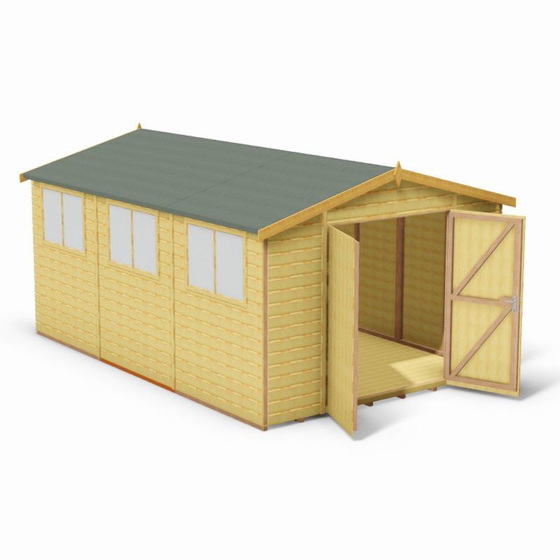 Shire Shire Workspace 10' 4" x 15' 4" Apex Shed - Premium Dip Treated Shiplap