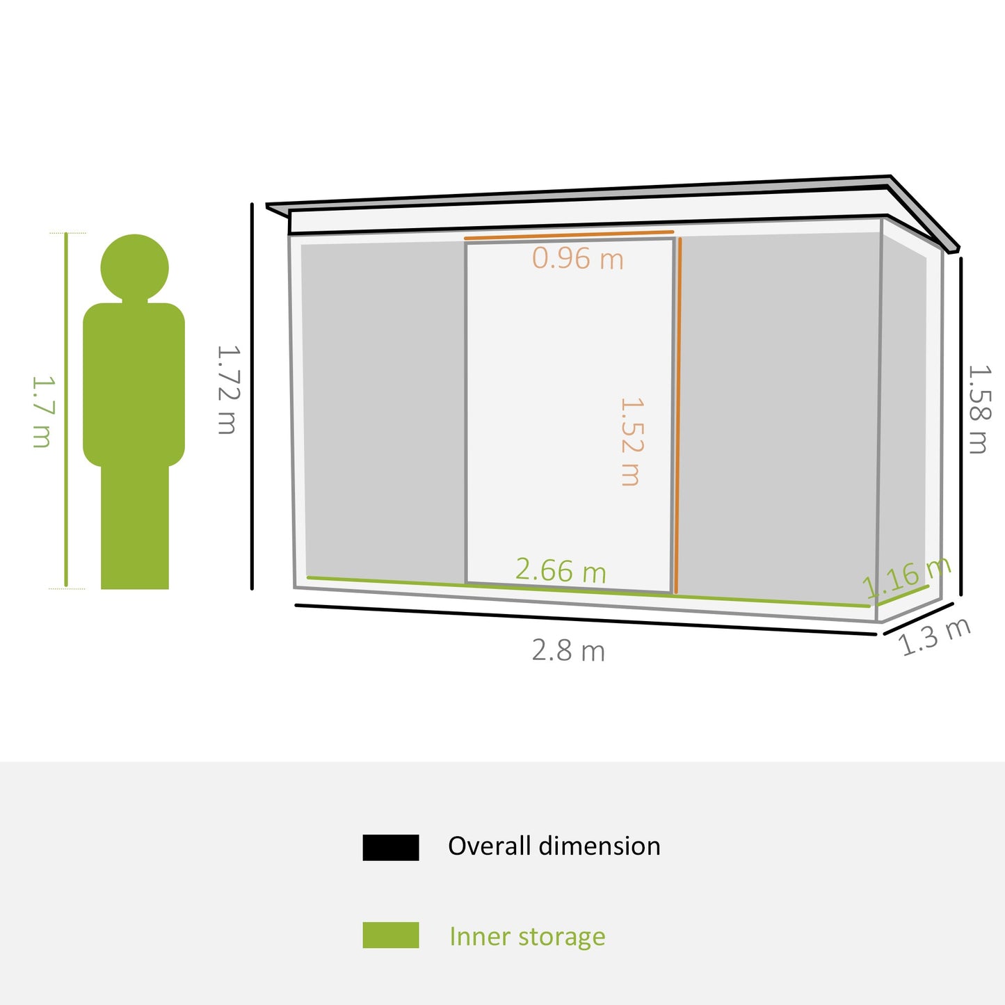 Corrugated 9 x 4' Double Door Pent Garden Shed With Ventilation Steel Light Green by Steadfast