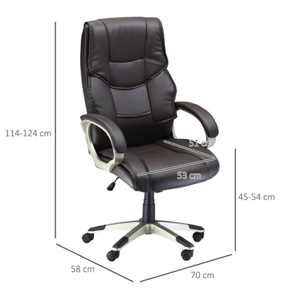 Home Office Chair High Back Computer Desk Chair with Faux Leather Adjustable Height Rocking Function Brown