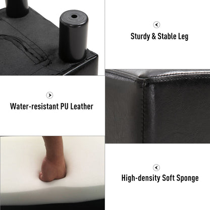 PU Leather Footstool Foot Rest Small Seat Foot Rest Chair Dark Brown Home Office with Legs 40 x 30 x 24cm