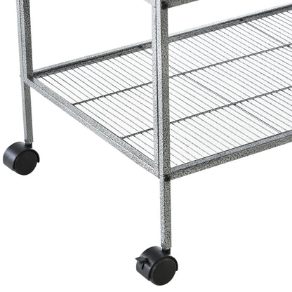 Grille 102cm Parrot Cage Wheeled Grey & Black by Pawhut