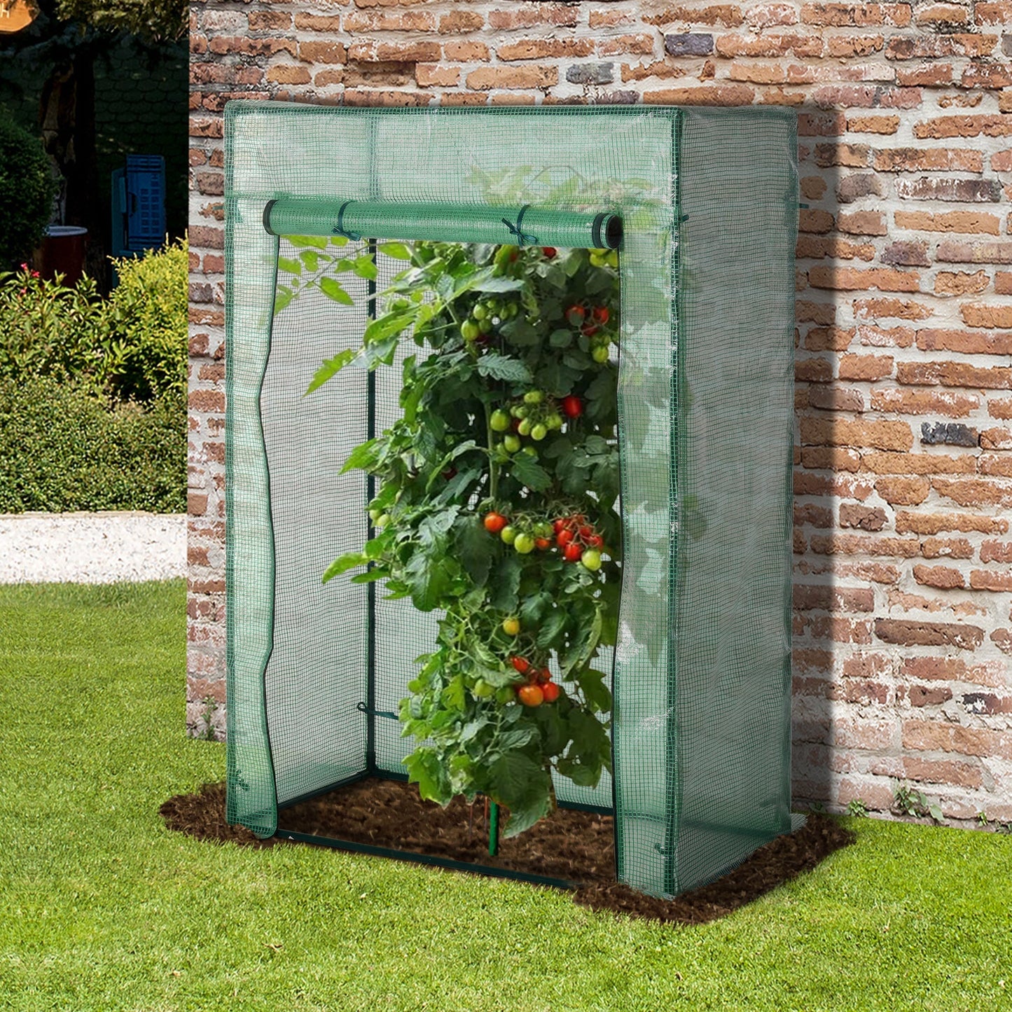 100 x 50 x 150cm Greenhouse PE Cover with Zipper Roll-up Door Outdoor Green