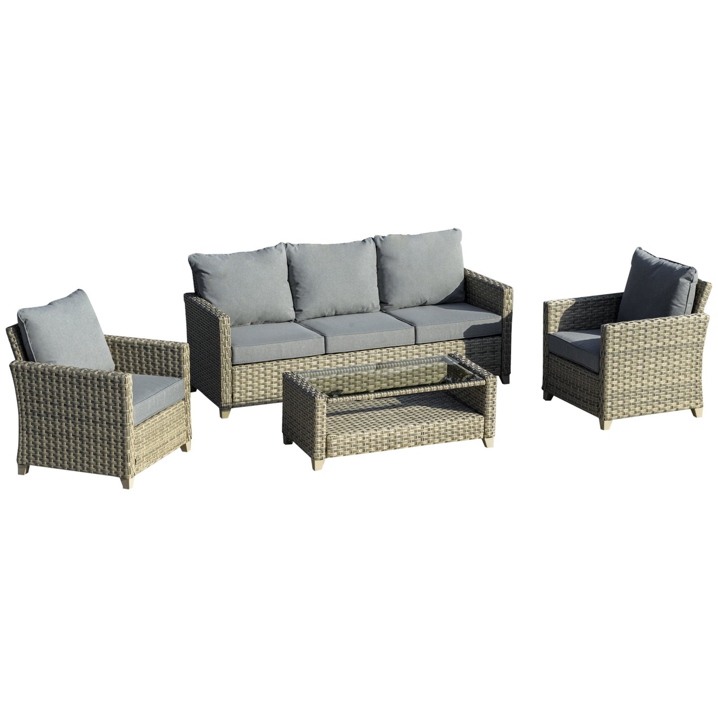 4-Pieces Patio Wicker Sofa Set