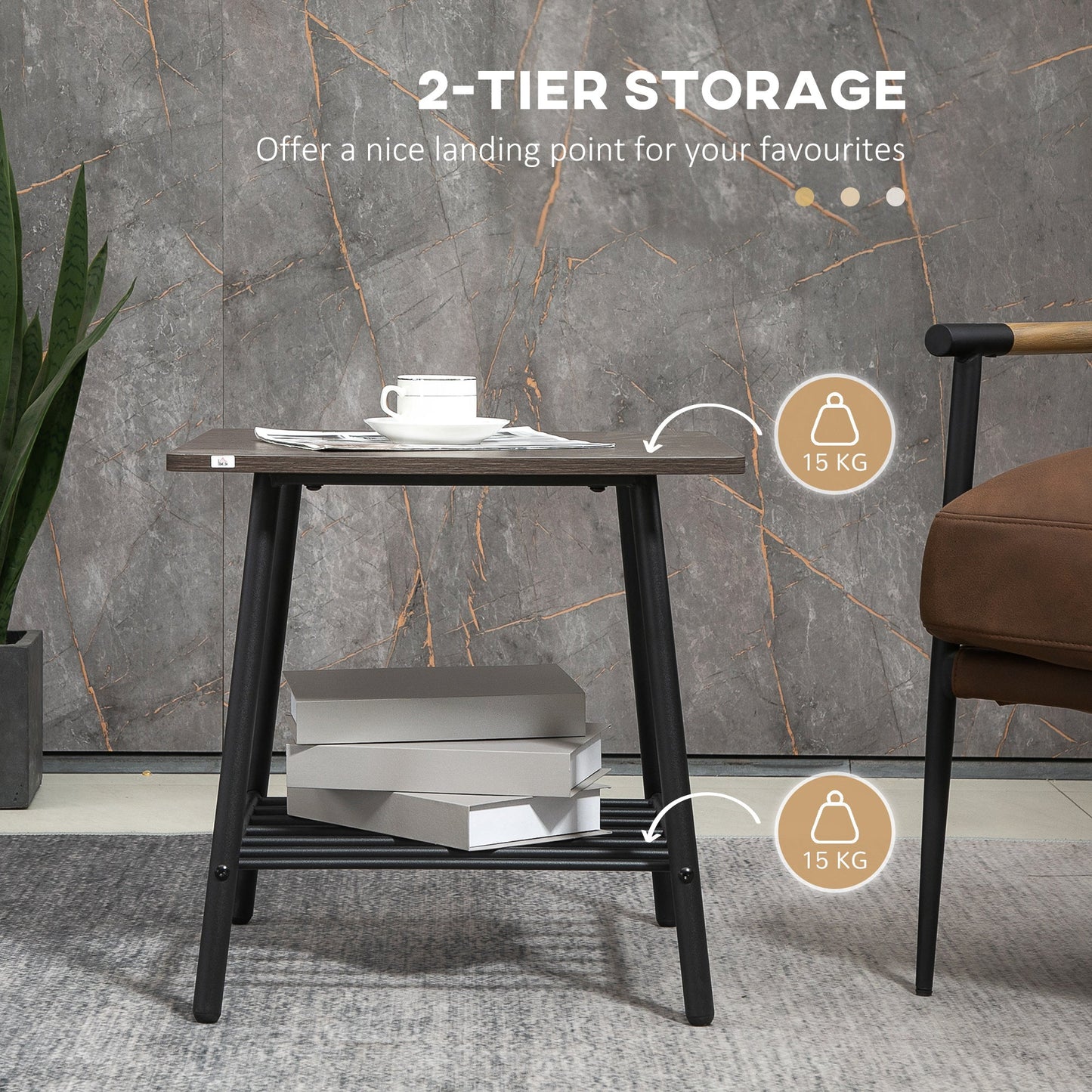 Side Table with 2-Tier Storage