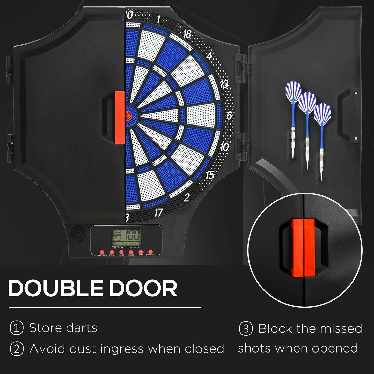 31 Games Up To 8 Player Electronic Dartboard Black & Blue by Sportnow