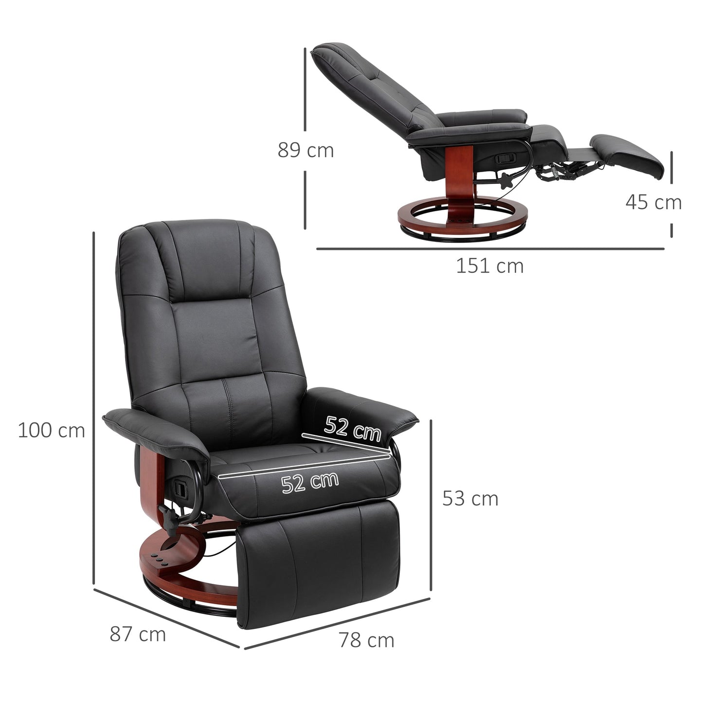 Faux Leather Manual 145° Recliner Chair