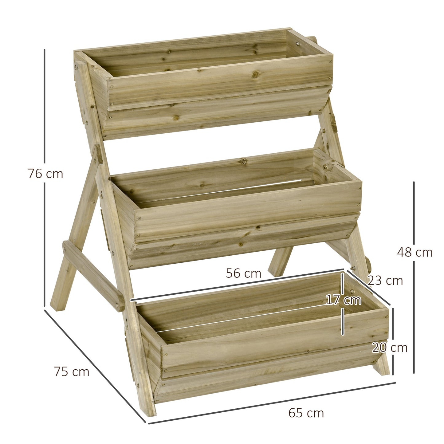 3 Tier Raised Garden Bed Wooden Elevated Planter Grow Box for Flower Herb Green