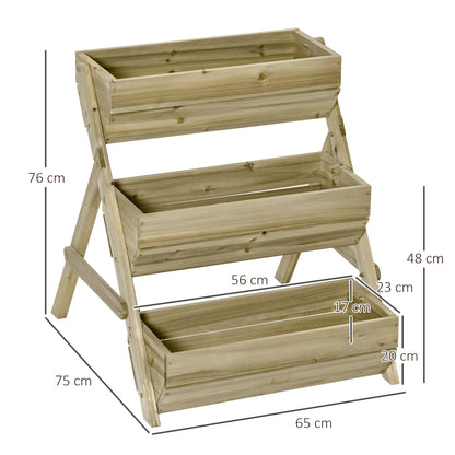 3 Tier Raised Garden Bed Wooden Elevated Planter Grow Box for Flower Herb Green