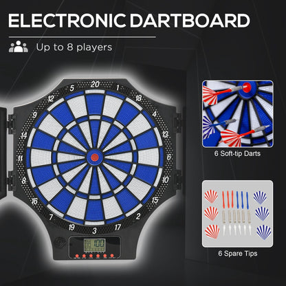 31 Games Up To 8 Player Electronic Dartboard Black & Blue by Sportnow