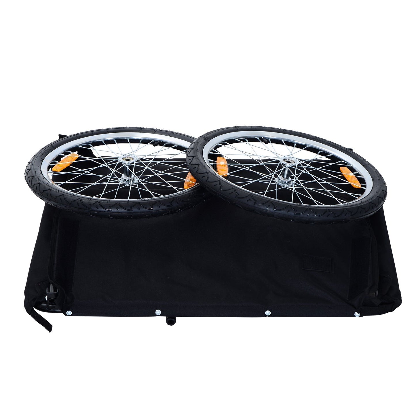 Bike Trailer Cargo in Steel Frame Extra Bicycle Storage Carrier with Removable Cover and Hitch White and Black