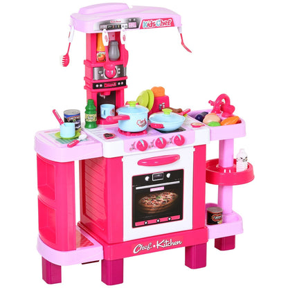 Kids 38-Piece Plastic Kitchen Play Set w/ Light & Sound Effects Pink