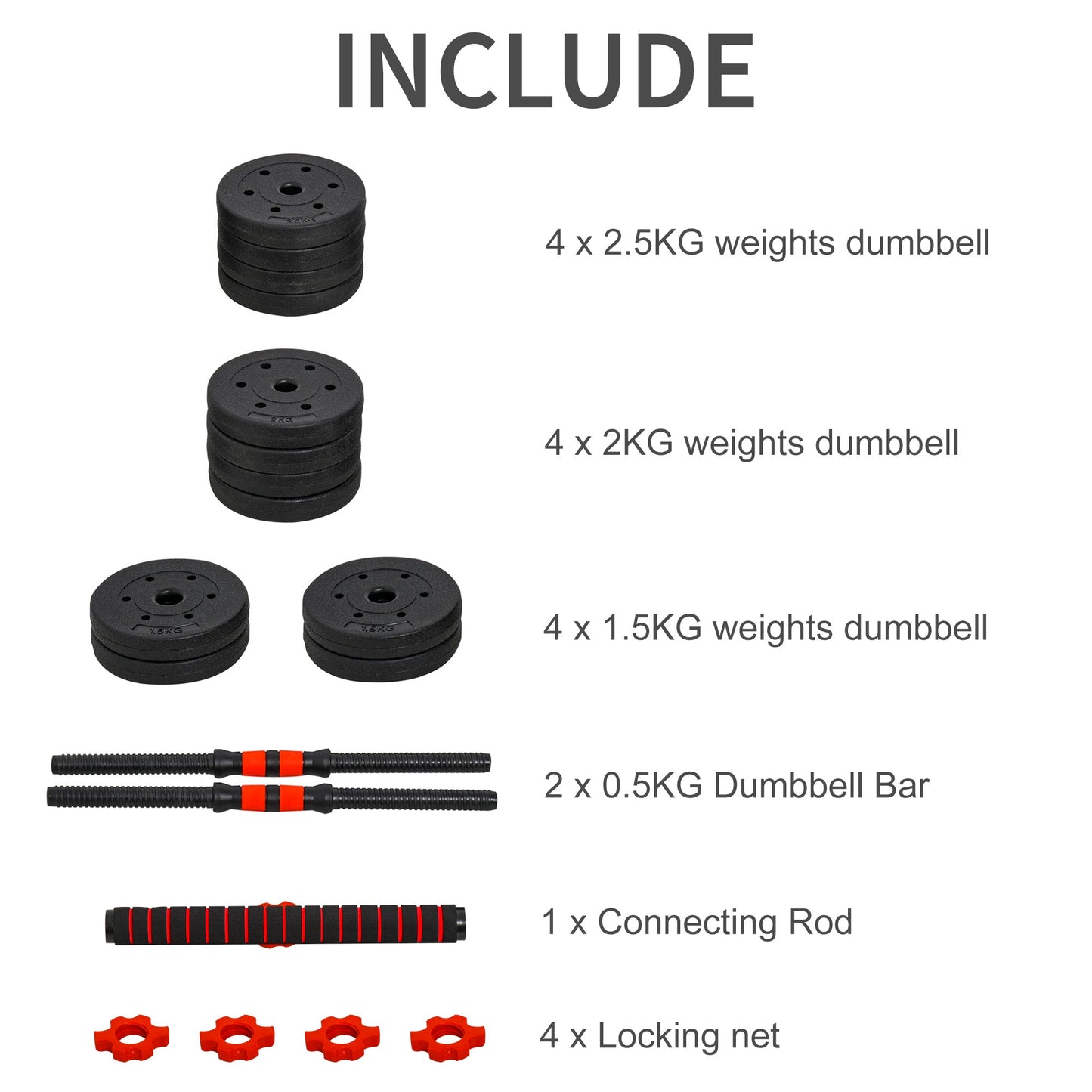 25kg Adjustable 2 IN 1 Barbell Dumbbells Weight Set for Body Fitness Lifting