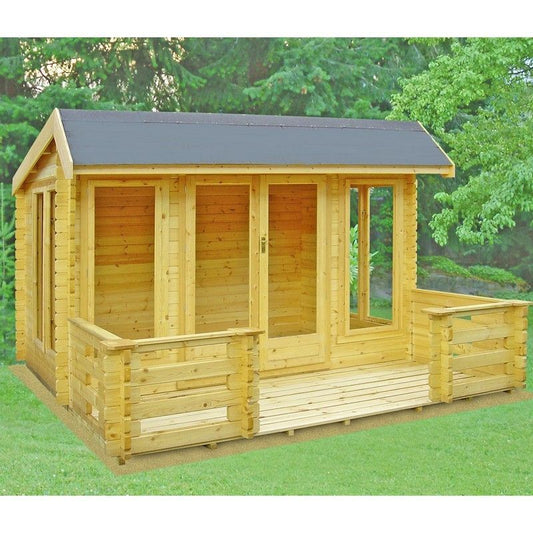 Shire Shire Wykenham 13' 8" x 15' 8" Reverse Offset Apex Log Cabin - Premium 44mm Cladding Tongue & Groove