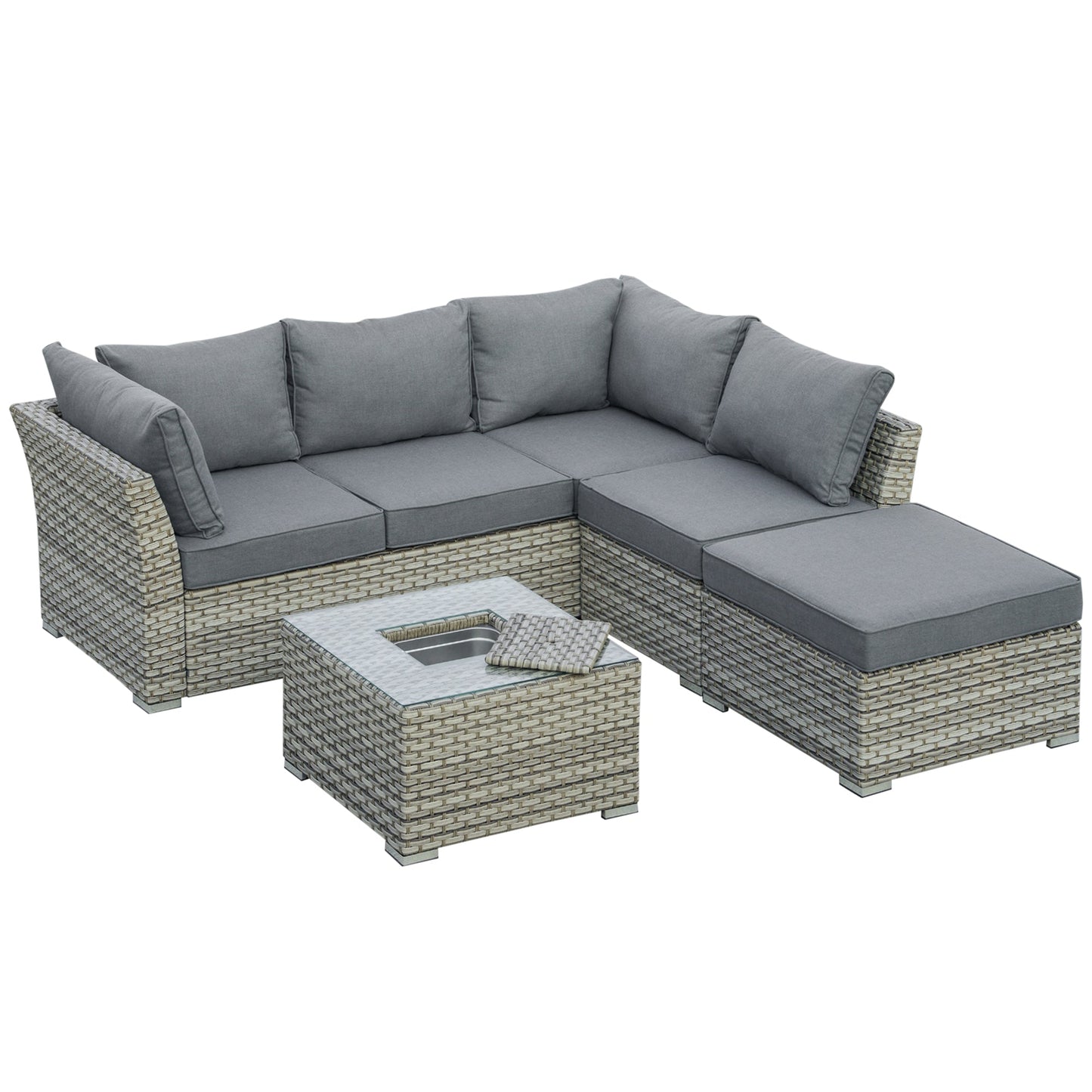 5 Seater Patio PE Rattan Corner Sofa Set