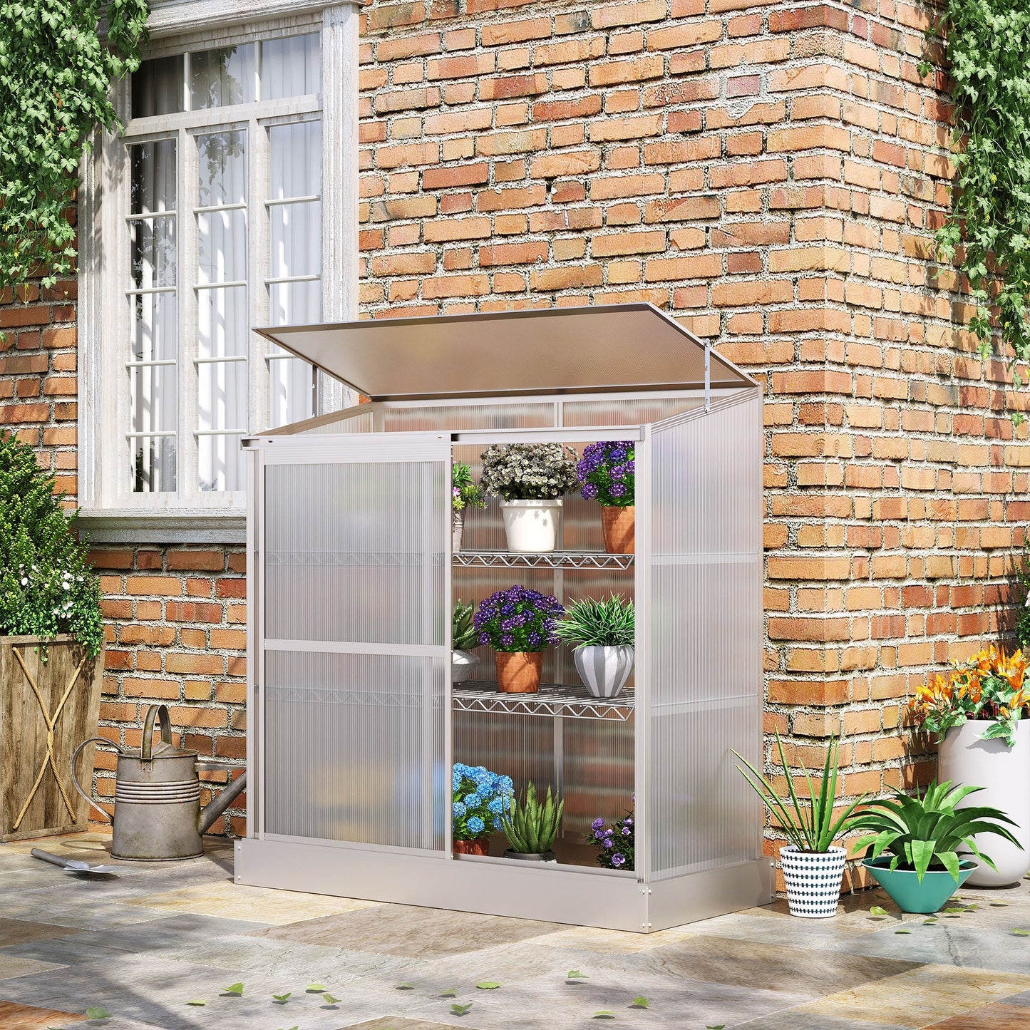 3 Tier Cold Frame With Sliding Door Galvanised Steel by Greenery