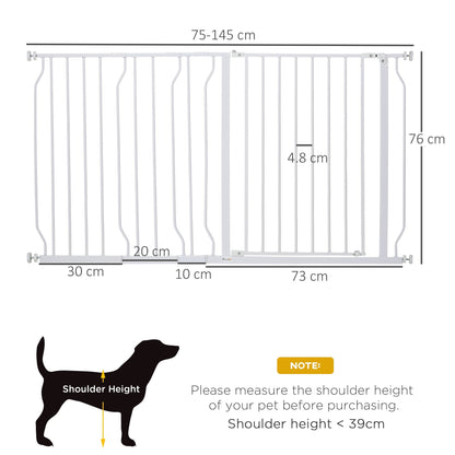 PawHut Dog Gate Extra Wide Stairway Gate for Pet with Door