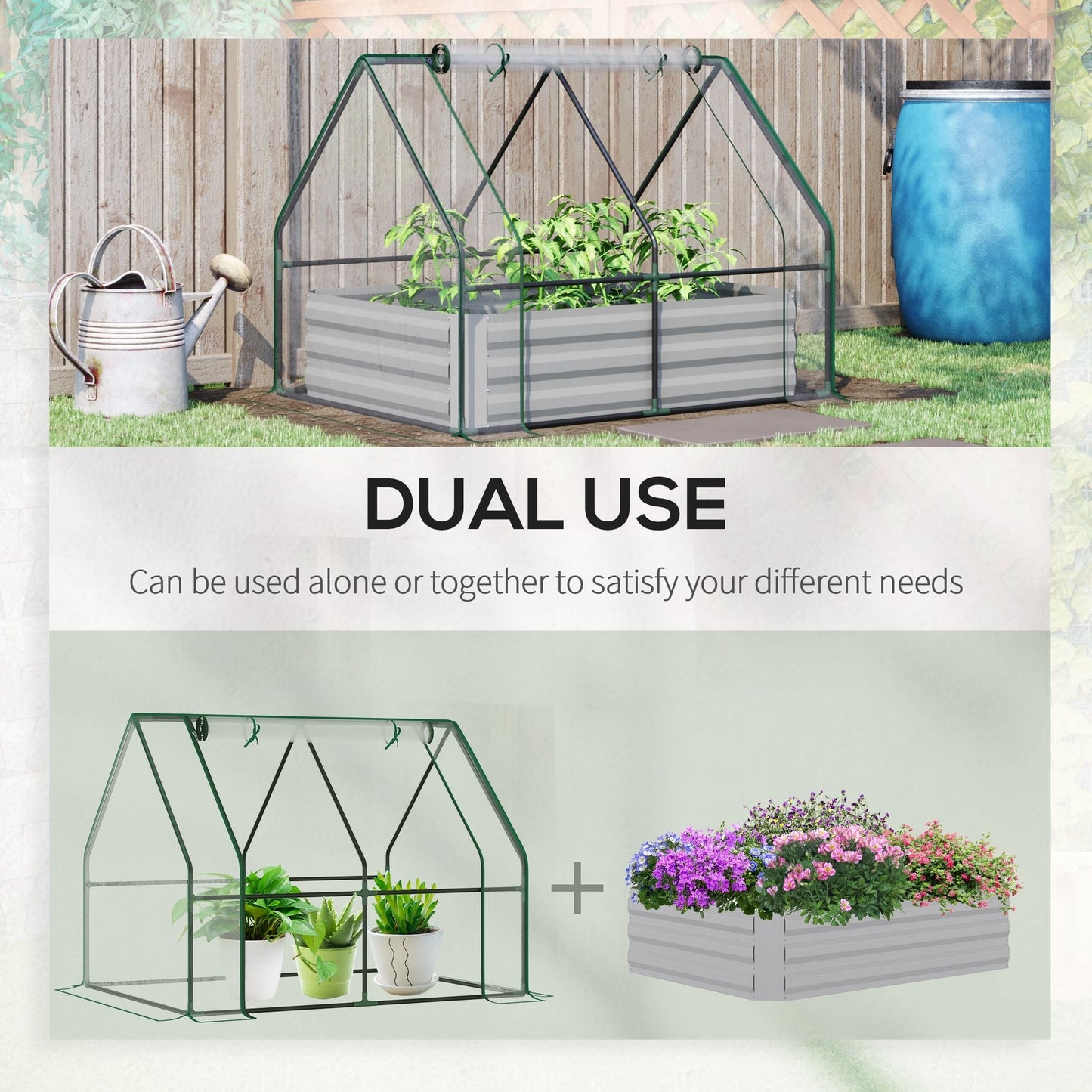 Steel Raised Garden Planter Box Kit with Greenhouse