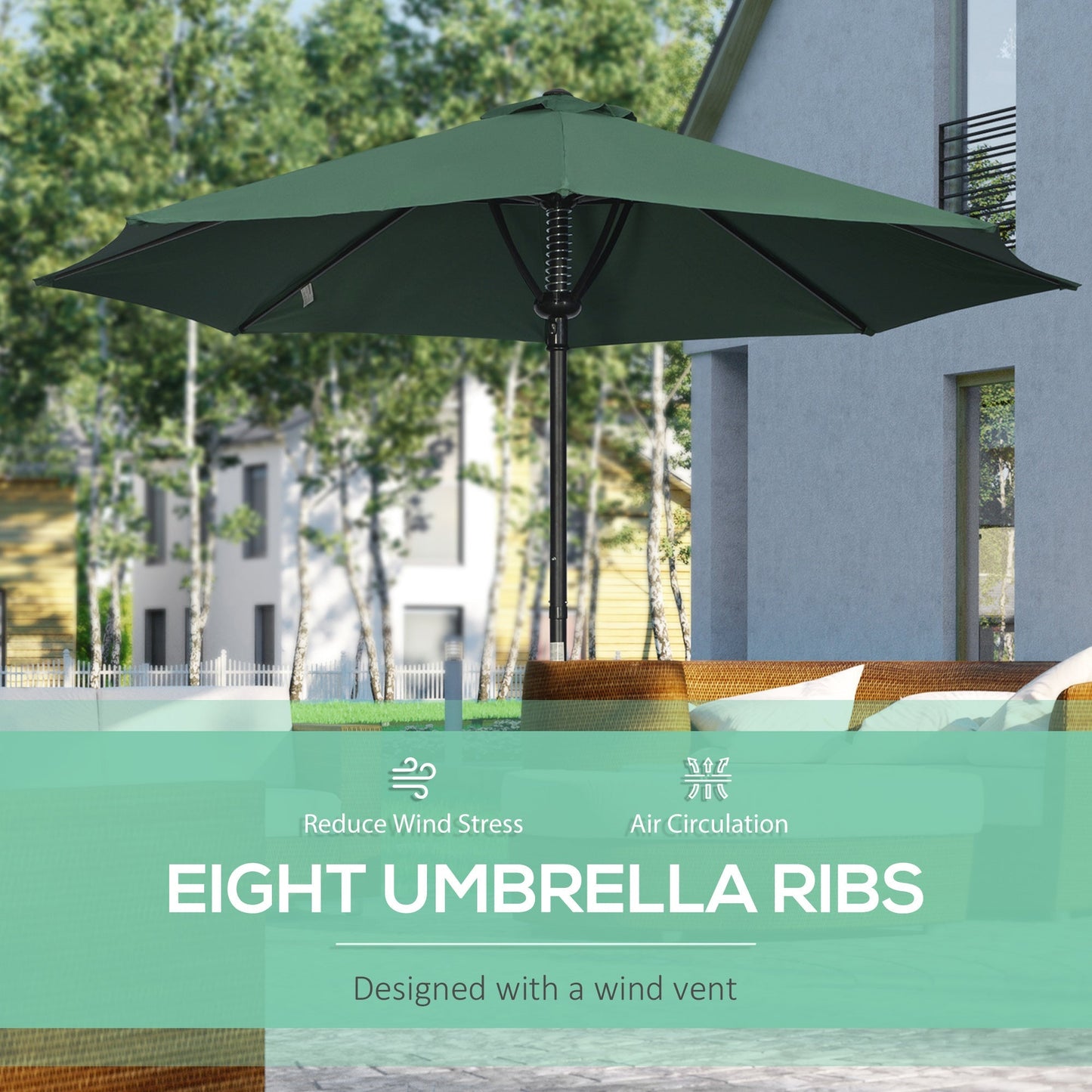 Outsunny Garden 3(M) Parasol Umbrella